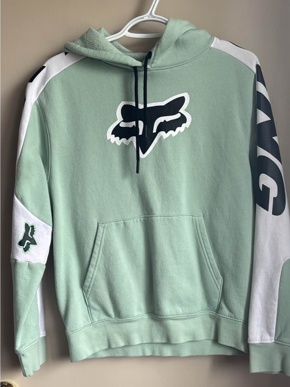Fox Mint Green and White Crewneck Sweatshirt with Navy Logo
